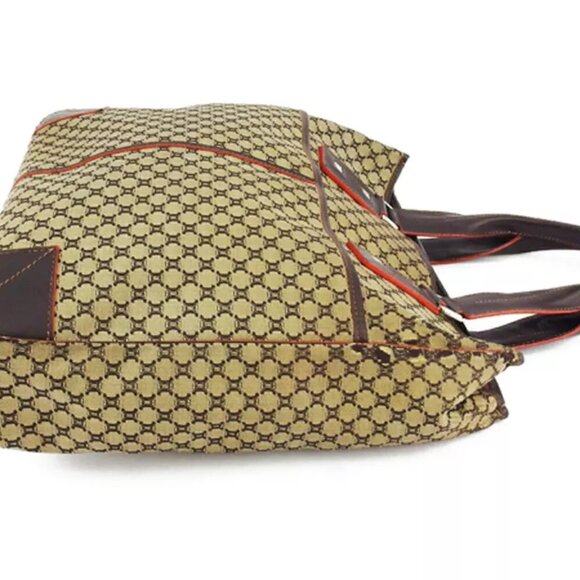 CELINE tote bag macadam beige orange canvas ?~ leather Authentic - Picture 5 of 9